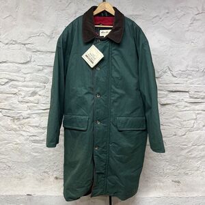 $298 Retail NWT Vtg 90s Eddie Bauer Wool Lined Down Trench Coat Corduroy Collar